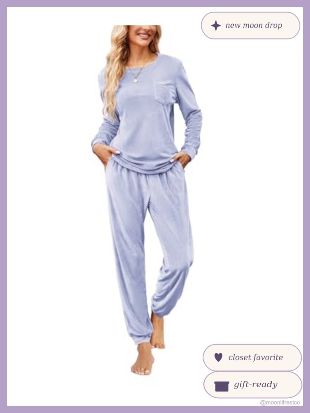 Womens Velvet Pajama Set Long Sleeve Sleepwear Lounge 2 Piece with Pockets